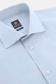 Camicia In Cotone Slim Fit, Azzurro, thumb, 5