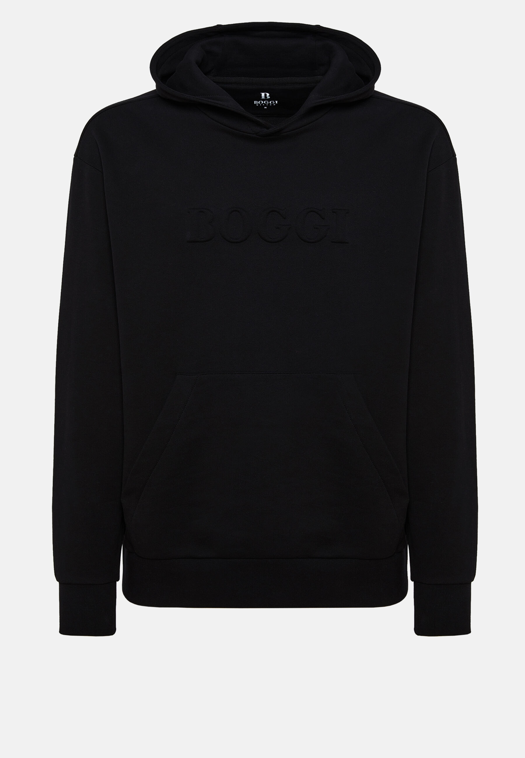 Hooded Sweatshirt in Cotton, Black, hi-res