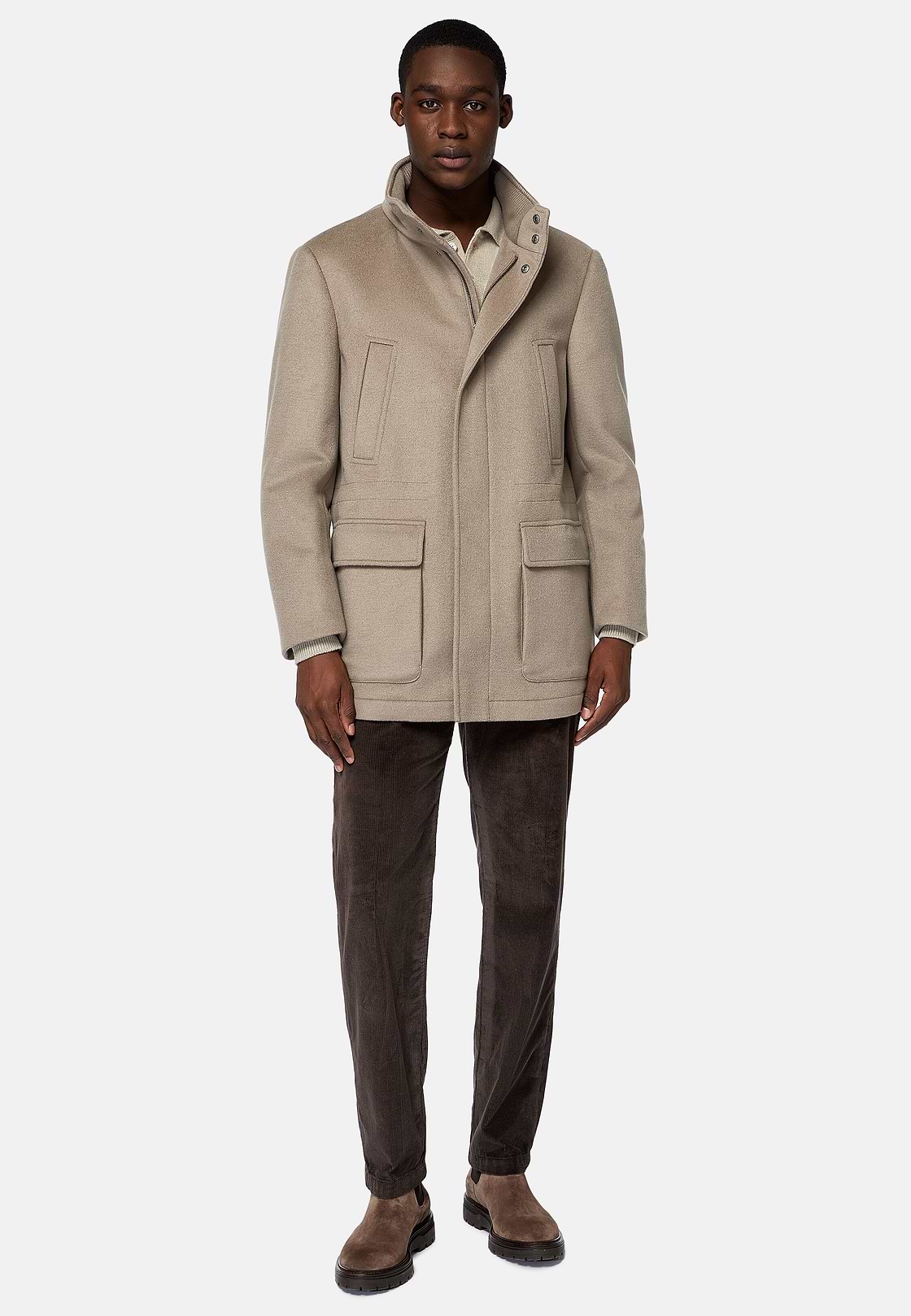 Car Coat Aus Kaschmir-Wolle, Gefüttert, Taupe, hi-res