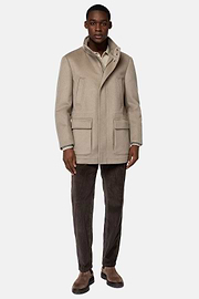 Car Coat Aus Kaschmir-Wolle, Gefüttert, Taupe, hi-res