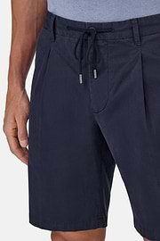 Stretch Cotton Summer Bermuda Shorts, Navy blue, hi-res