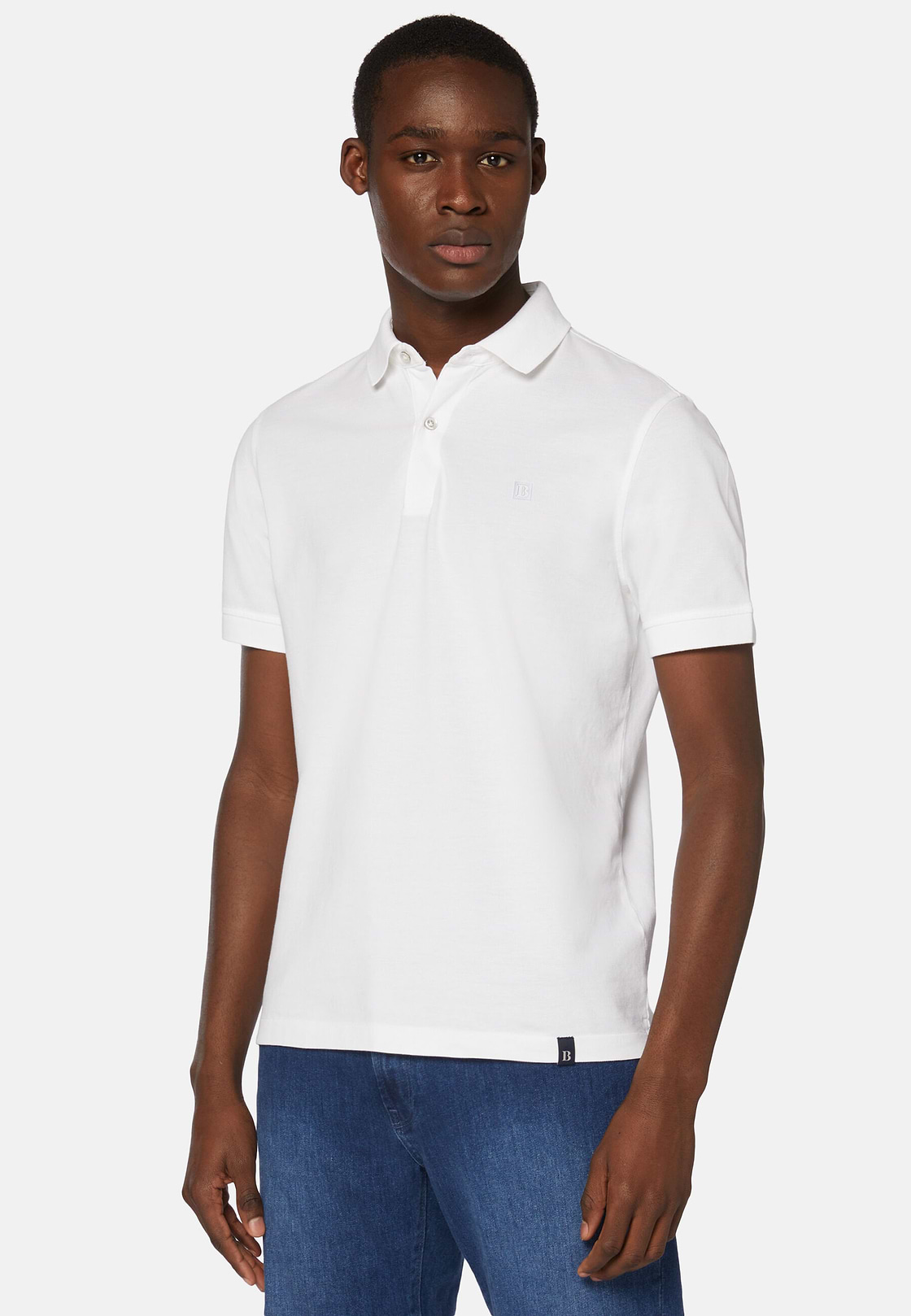 Regular Fit Cotton Pique Polo Shirt, White, hi-res