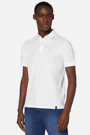 Regular Fit Cotton Pique Polo Shirt, White, hi-res