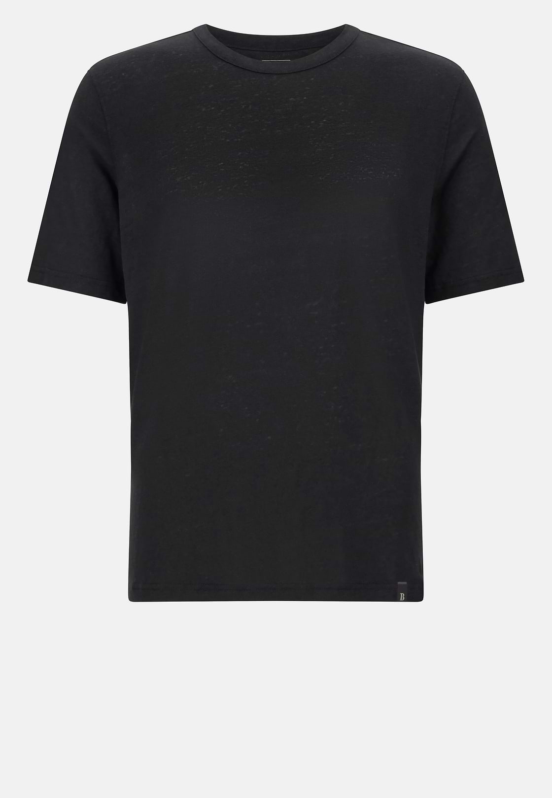 T-Shirt in Stretch Linen Jersey, Black, hi-res