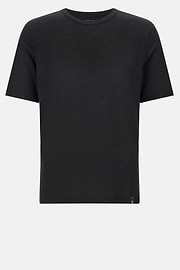 T-Shirt in Stretch Linen Jersey, Black, hi-res