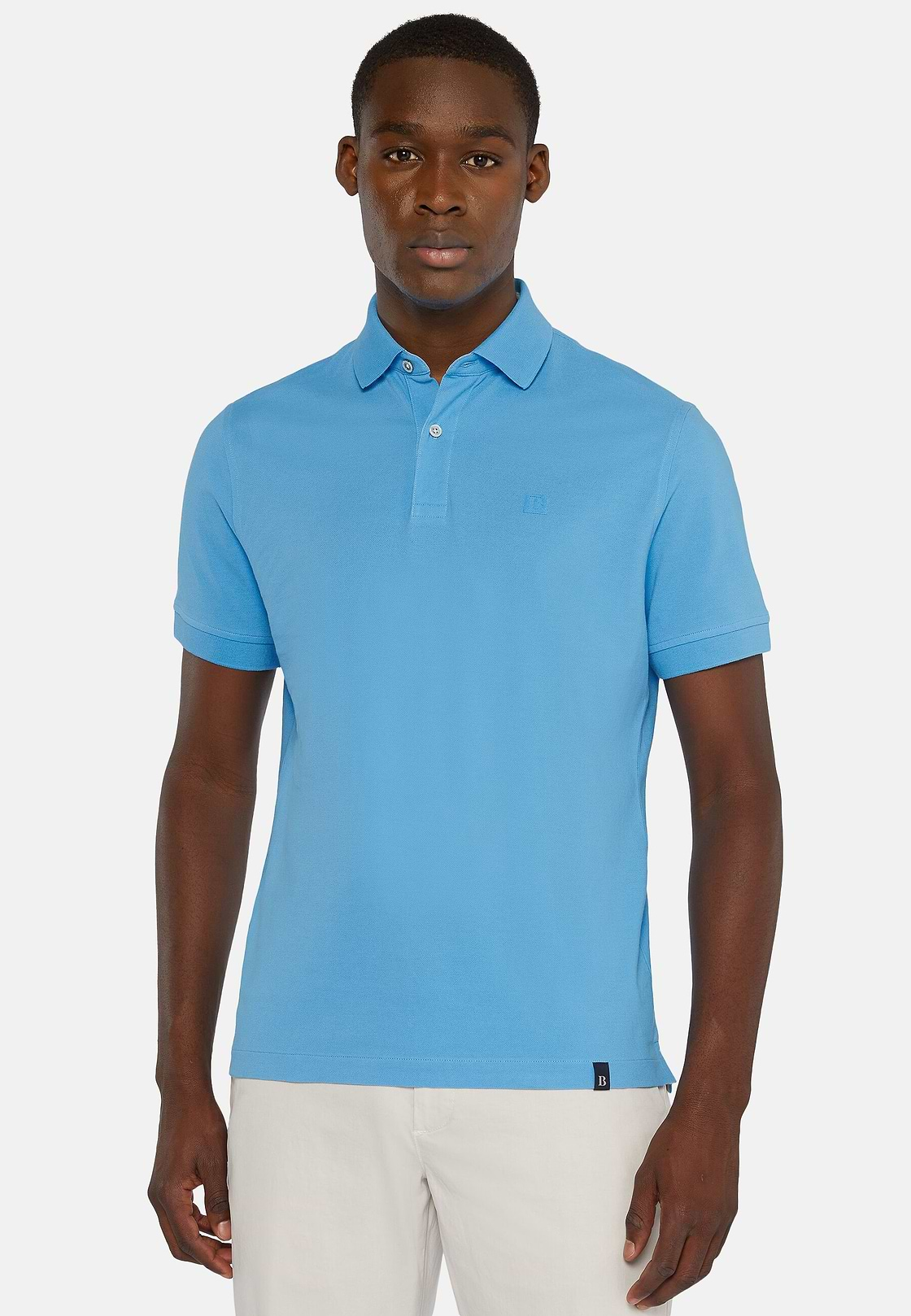 Cotton Piqué Polo Shirt, Turquoise, hi-res