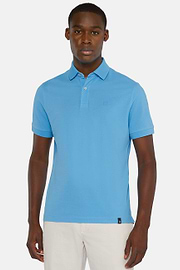 Cotton Piqué Polo Shirt, Turquoise, hi-res