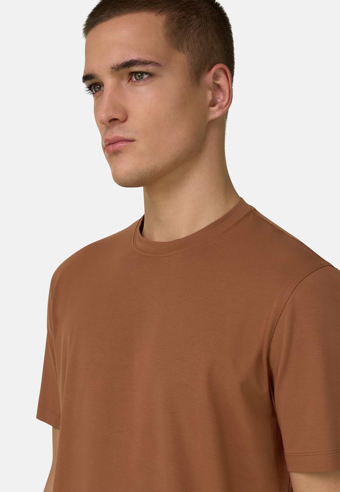 T-Shirt aus elastischer Supima-Baumwolle, RUST, hi-res, 4
