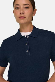 Polo in Knitted Fabric Wool Cashmere, DARK NAVY, thumb, 3