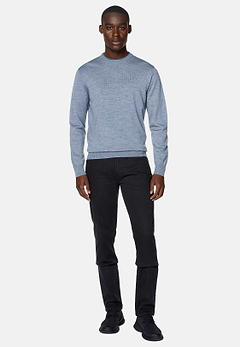 Pull Col Rond Bleu Clair En Laine Mérinos