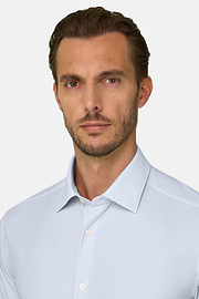 Shirt Micro Patterned Nylon Stretch Slim Fit B Tech, Light Blue, thumb, 4