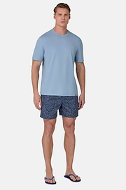 T-Shirt In Stretch Supima Cotton, Indigo, hi-res