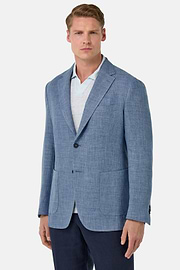 Linen and Wool Jacket, Light Blue, hi-res