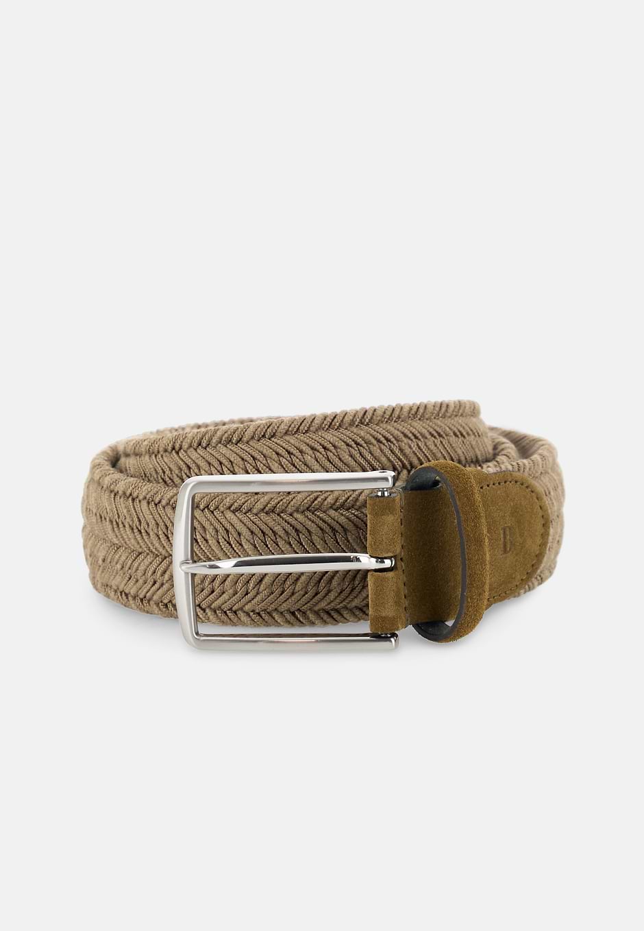 Ceinture Tressée Extensible en Mixte Viscose, Biscuit, hi-res