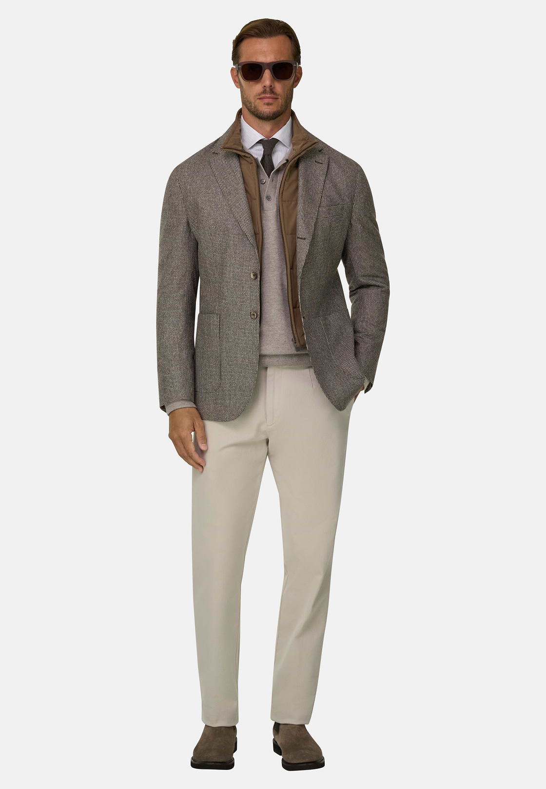Blazer Houndstooth Wool Flannel, Taupe, hi-res, 2