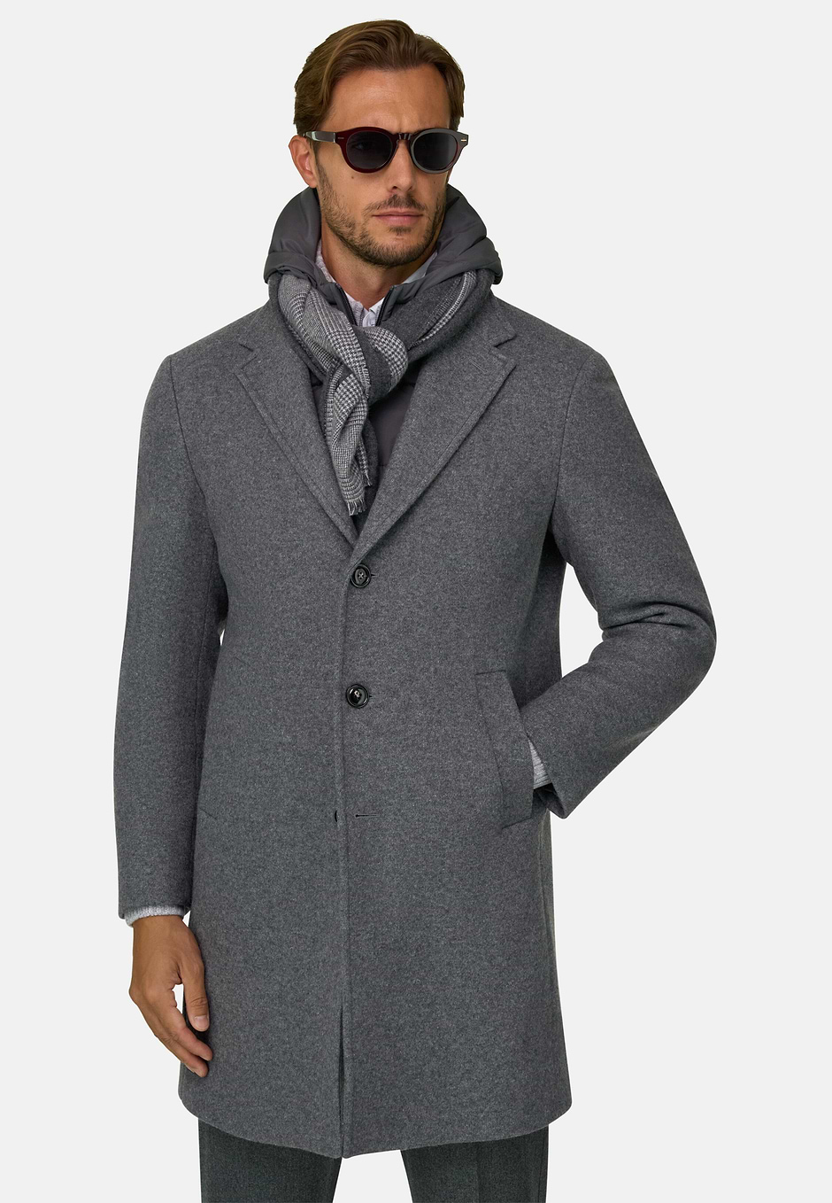 Coat in Wool Blend B Jersey, Grey, hi-res