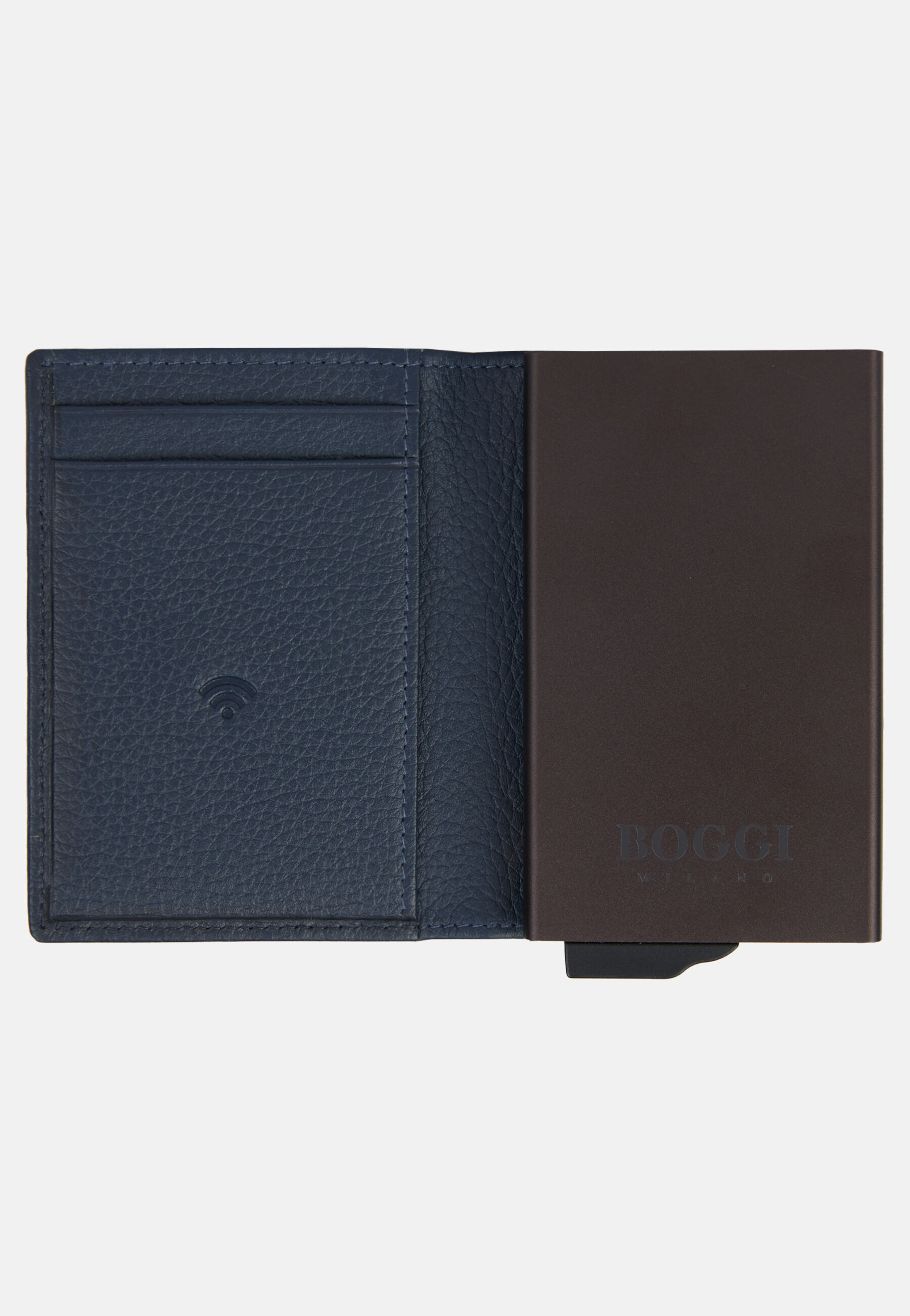 Leather Credit Card Holder, Navy blue, hi-res