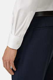 Overhemd Dobby Katoen Nylon Stretch Slim Fit, White, thumb, 4