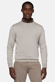 Sand Merino Wool Crew Neck Jumper, Sand, hi-res