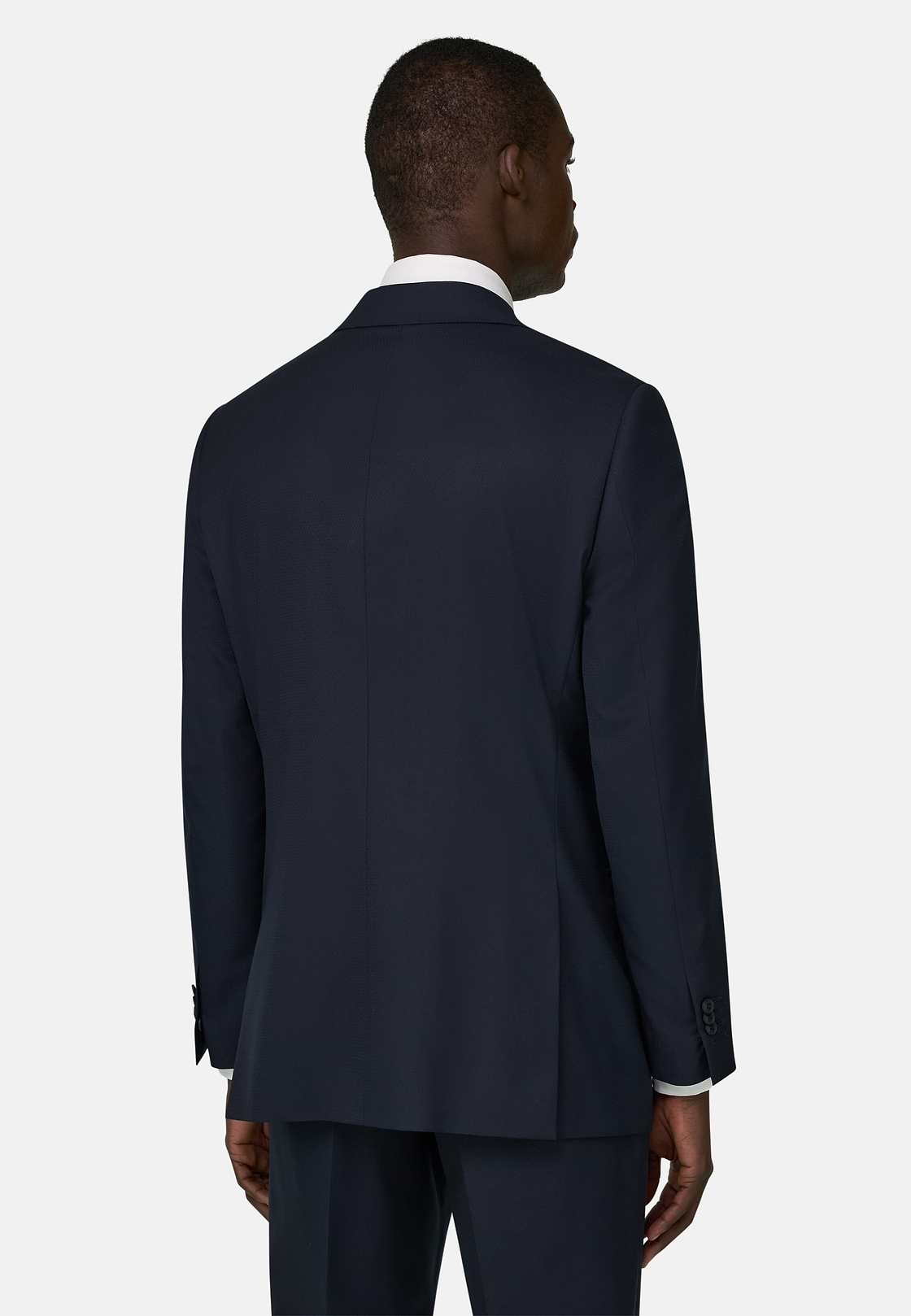 Micro Fancy Wool Blend Suit, Navy blue, hi-res, 3