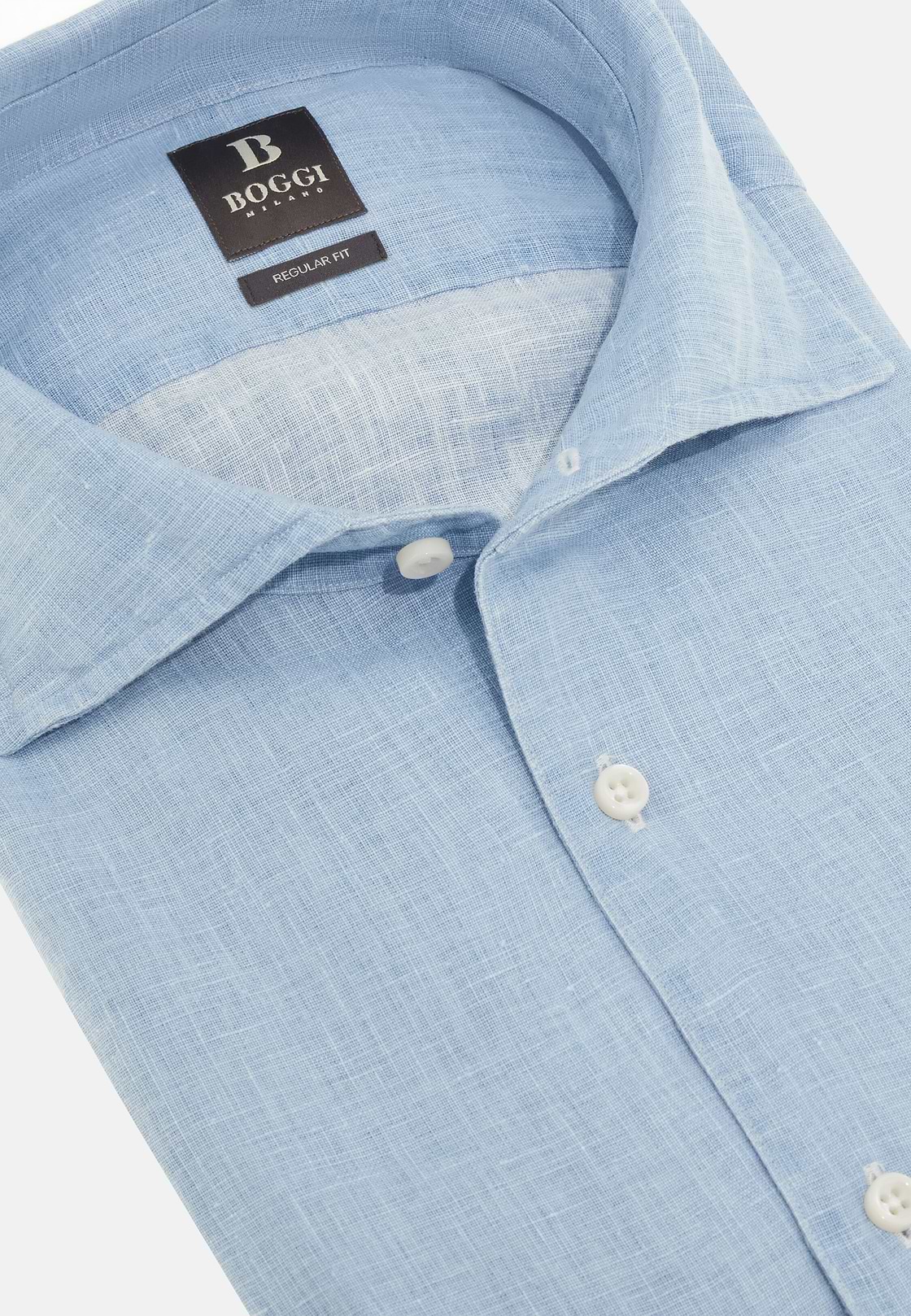 Regular Fit Linen Shirt, Indigo, hi-res
