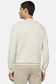 Sand Crew Neck Jumper in Cotton, Silk and Cashmere, Sand, hi-res