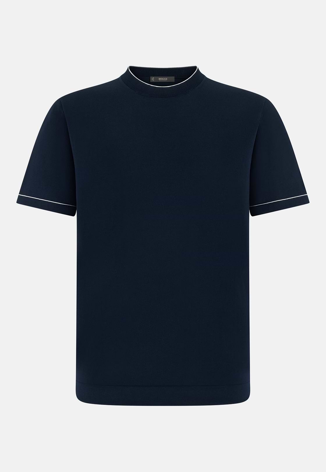 Strick-T-Shirt Aus Baumwollkrepp, Navy blau, hi-res, 5