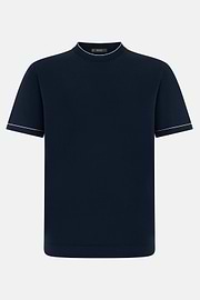 Strick-T-Shirt Aus Baumwollkrepp, Navy blau, thumb, 5