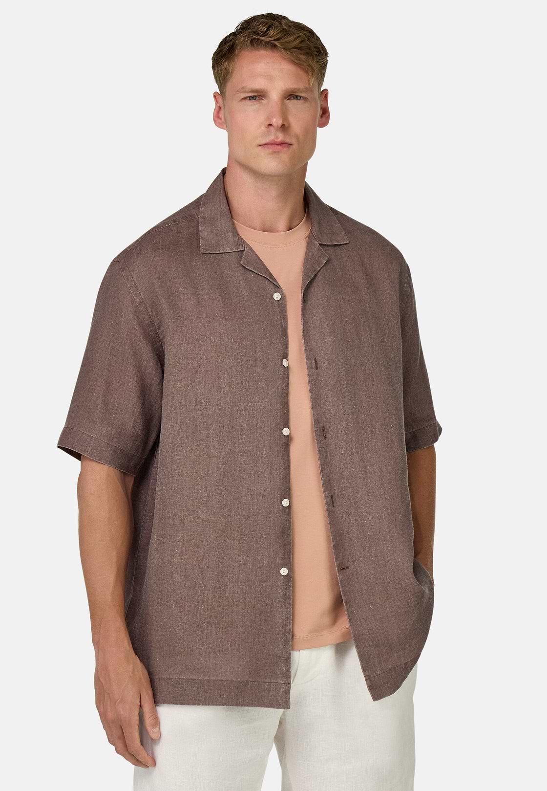 Regular Fit Linen Shirt, Taupe, hi-res