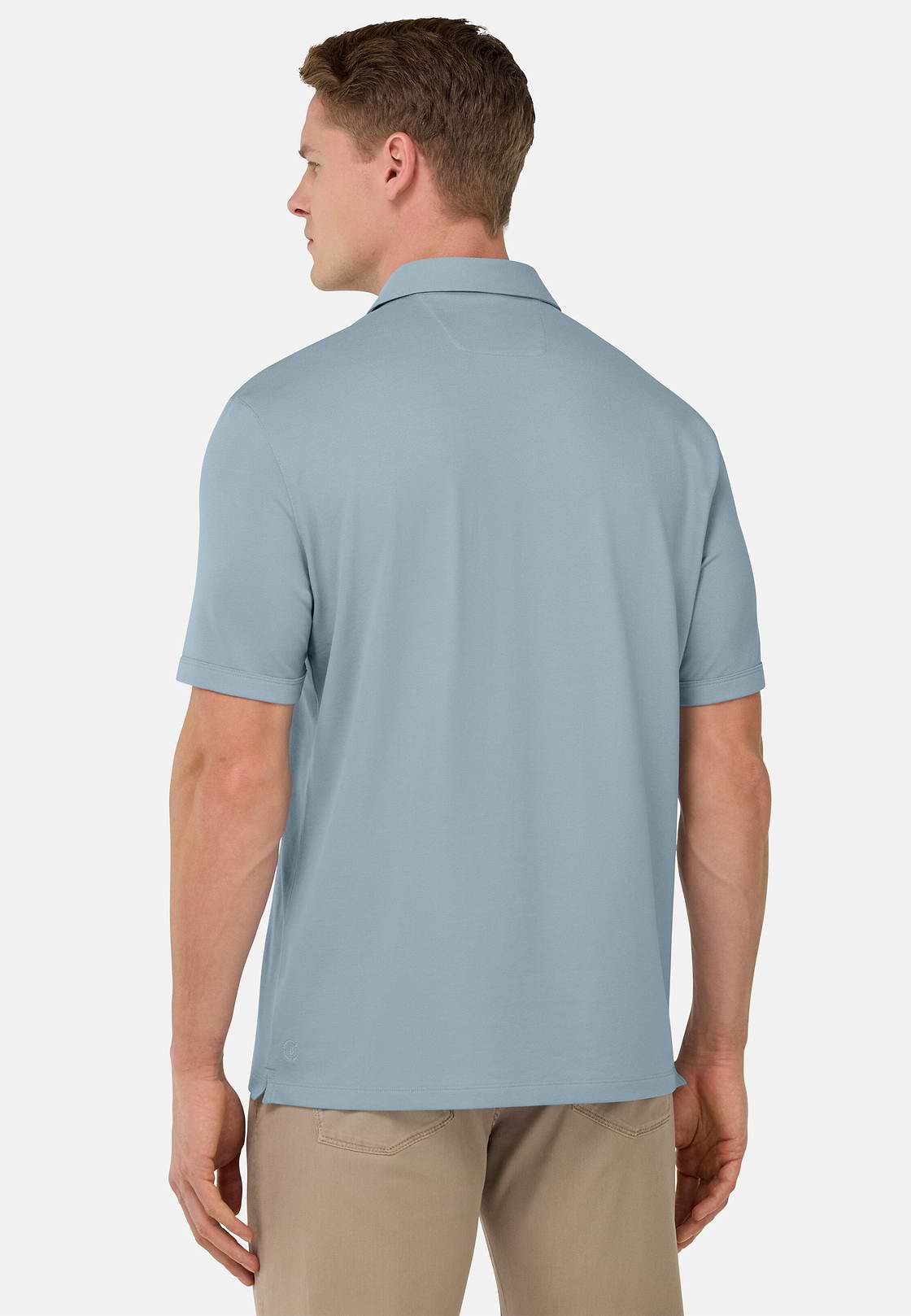 S.Cafè® High-Performance Piqué Polo Shirt, Light Blue, hi-res