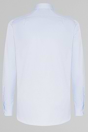 Camisa azul de pin point de algodón regular fit, , thumb, 4
