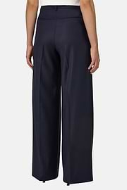 Pinstripe Wool Trousers Double Pleat, Navy blue, thumb, 4