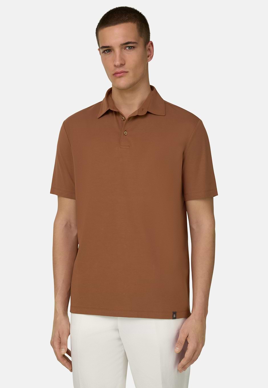 Polo En Coton Supima Stretch, Rust, hi-res