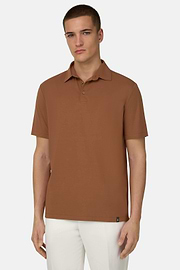 Polo Shirt In Stretch Supima Cotton, Rust, thumb, 1