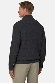 Full-Zip Jumper in Cashmere Blend, Charcoal, thumb, 4