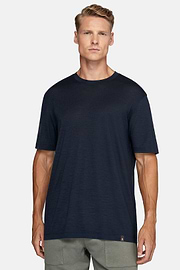 Tencel Wool Blend T-Shirt, Navy blue, hi-res