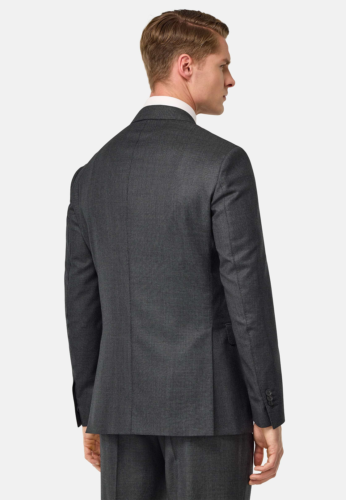 Pure Wool Bird's Eye Jacket, Medium grey, hi-res