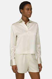 Hemd Aus Satin Regular Fit, Creme, thumb, 1