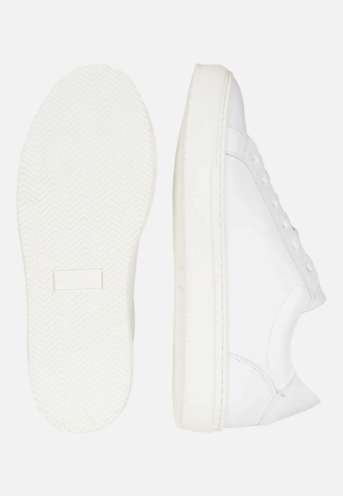 White Leather Trainers, White, hi-res