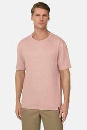 T-Shirt Aus Stretch-Leinen-Jersey, Rosa, thumb, 1