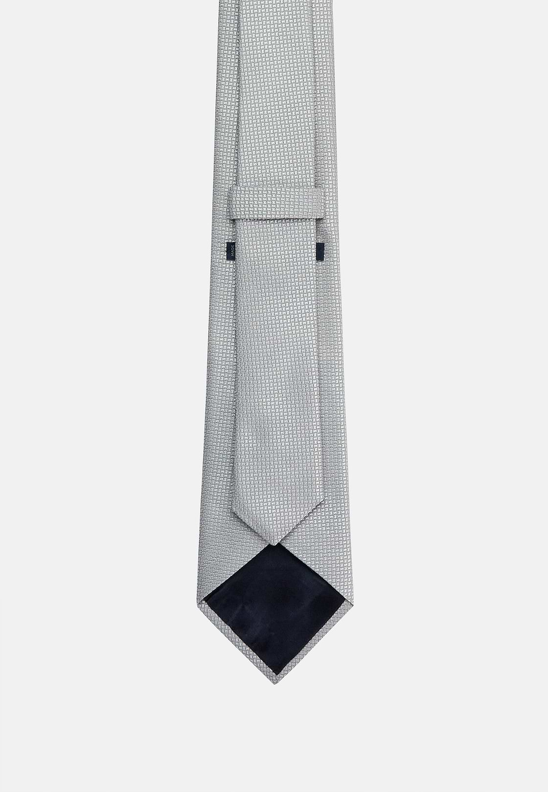 Checked Design Formal Silk Tie, Silver, hi-res