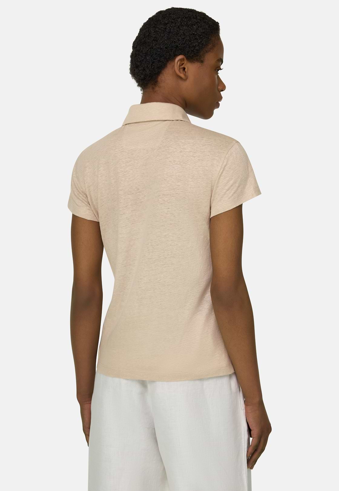 Polo en lin extensible, Sable, hi-res, 3