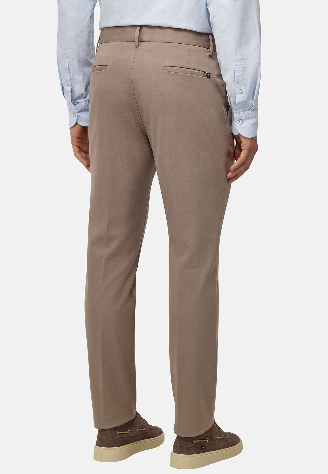 Stretch Cotton Trousers, Taupe, hi-res