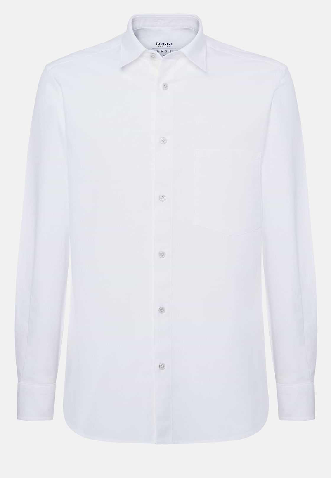 Wit oxford katoenen overhemd met regular fit, White, hi-res