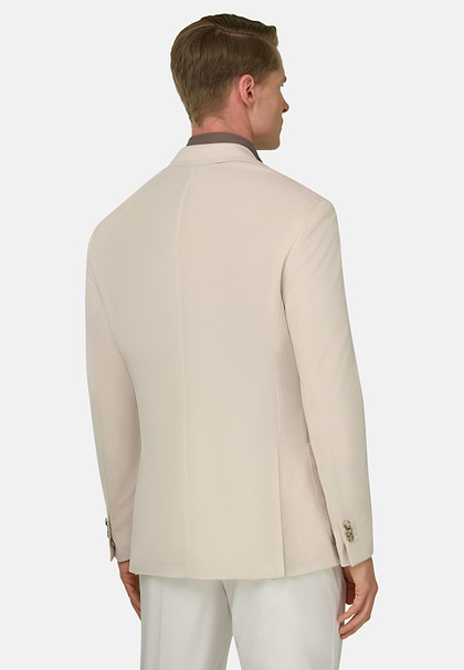 BROOKLYN | Micro Textured Double-Breasted Jacket in Pure Cotton, Sand, hi-res