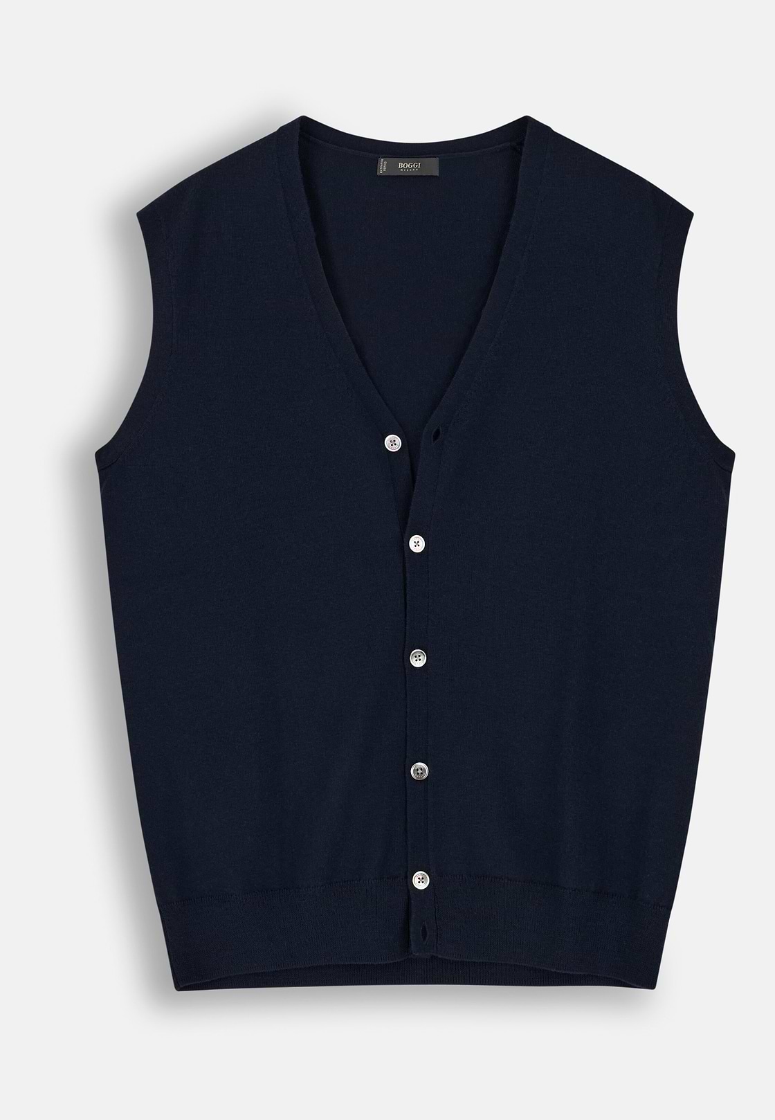 Waistcoat in Extrafine Merino Wool, Navy blue, hi-res, 5