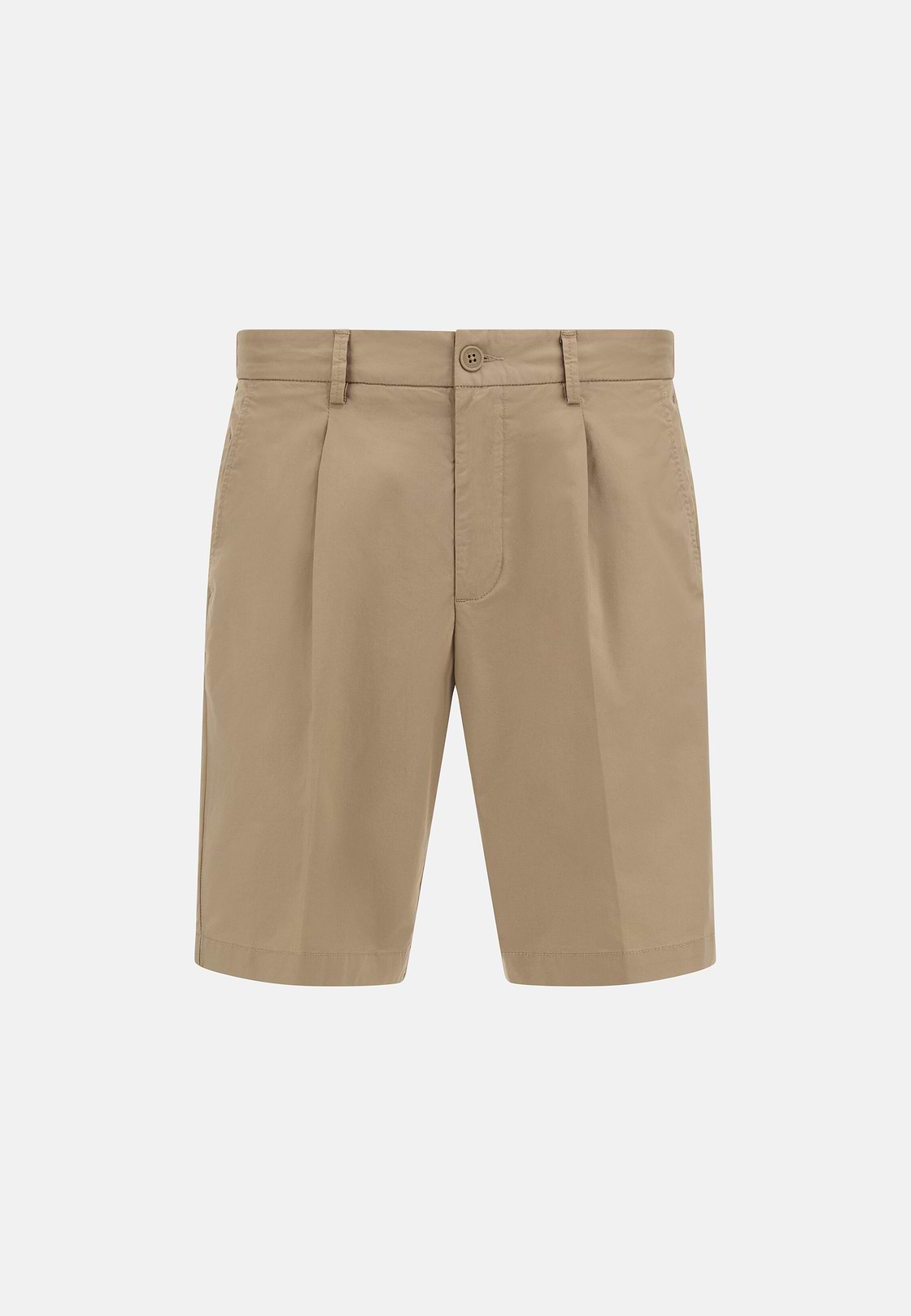 Stretch Cotton Bermuda Shorts, Taupe, hi-res