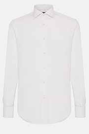 Slim Fit White Shirt in Stretch Cotton, White, hi-res