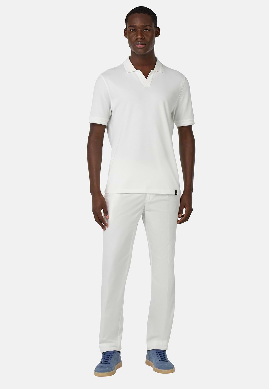 S.Cafè® High-Performance Piqué Polo Shirt, White, hi-res