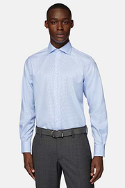 Twill Checked Cotton Regular Fit Shirt, Light Blue, hi-res